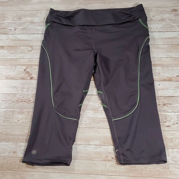 Athleta Quick Step Quickstep Capri Cropped Yoga Workout Leggings Grey Size Large - Picture 1 of 8